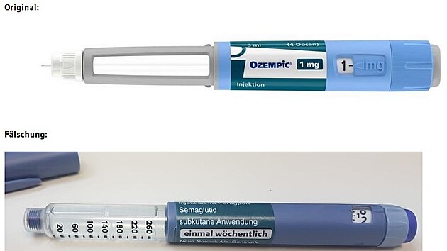 Porovn�n� origin�lu l��iv�ho p��pravku Ozempic a pad�lku.