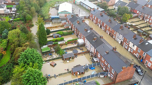 Nsledky boue Babet v Chesterfieldu v Anglii (21. jna 2023)