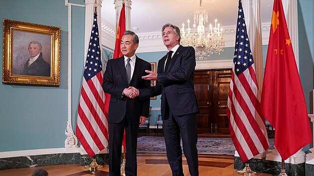 Americk ministr zahrani Antony Blinken se ve Washingtonu setkal se svm nskm protjkem Wangem I. (26. jna 2023)