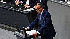 Šéf německé opoziční CDU Friedrich Merz v Bundestagu (19. října 2023)