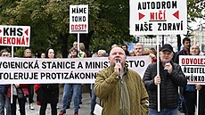 Demonstrace spolku Zdraví pro Most p�ed ministerstvem zdravotnictví kv�li...