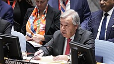 Generální tajemník OSN António Guterres pi setkání Rady bezpenosti OSN (24....