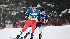 Bec na lyích Michal Novák (vpedu) bhem mistrovství svta v Planici.