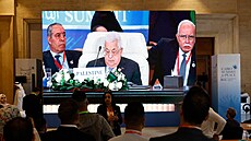 Setkání se zúastnil i palestinský prezident Mahmúd Abbás, zástupci Izraele a...