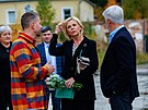 N�v�t�va prezidenta Petra Pavla v are�lu firmy WOOX v Jesen�ku. Ve flanelov�...