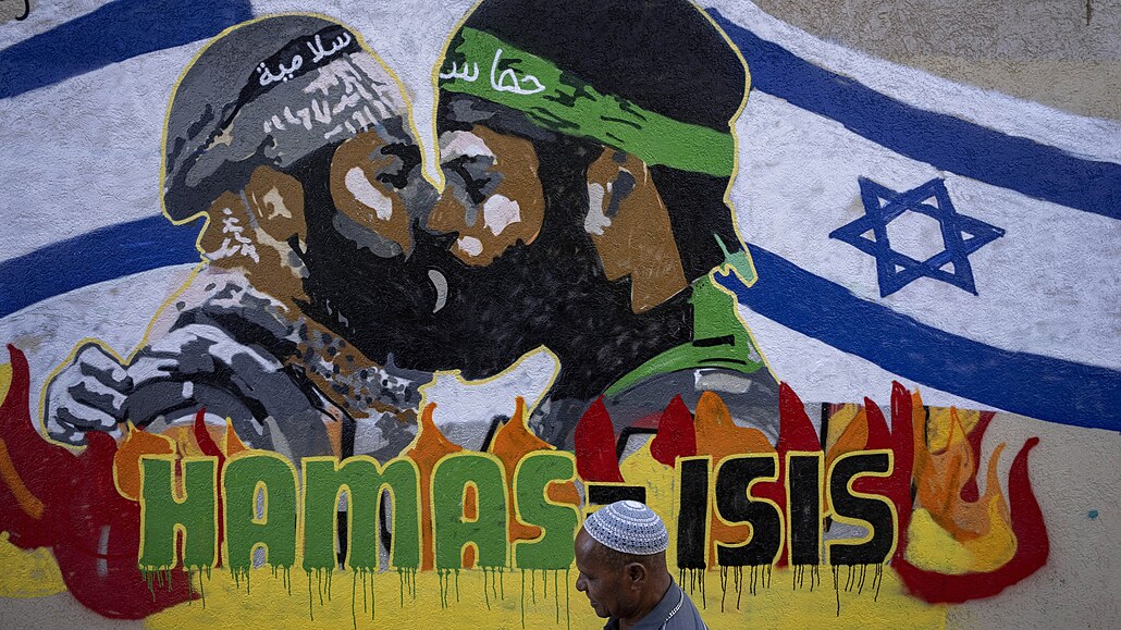 Jako Islámský stát. Graffiti, které se v izraelském Tel Avivu objevilo po...