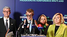 Průběh programové konference hnutí ANO komentovali expremiér Andrej Babiš,...