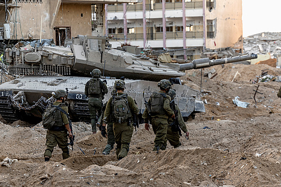 Izraelští vojáci v Pásmu Gazy (9. listopadu 2023)