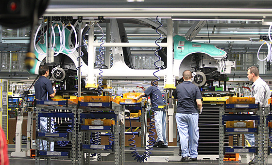 Pohled do výroby noovické automobilky Hyundai (23. bezna 2013)