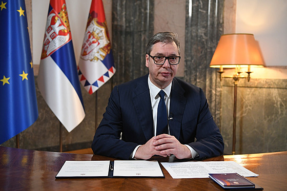 Srbský prezident Aleksandar Vui (1. listopadu 2023)