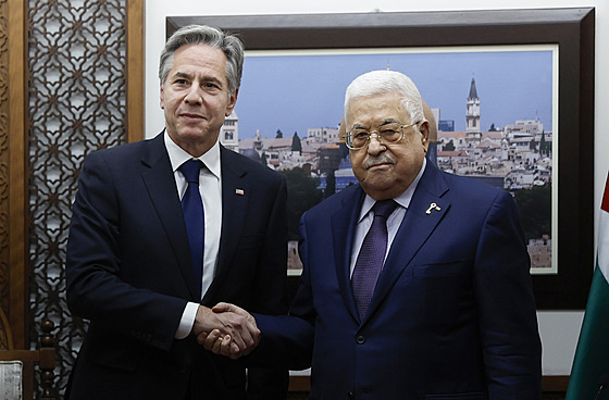Šéf americké diplomacie Antony Blinken na schůzce s předsedou Palestinské...