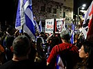 Lidé v Jeruzalém protestovali ped domem izraelského premiéra Benjamina...
