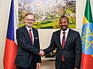 Premiér Petr Fiala se svým etiopským protjkem Abiy Ahmedem. (4. listopadu...
