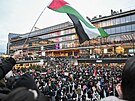 Propalestinská demonstrace ve Stockholmu (22. íjna 2023)