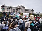 Propalestinská demonstrace ve Stockholmu (28. íjna 2023)