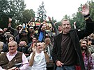 Václav Havel spolen s Karlem Schwarzenbergem na hudebním festivalu v Trutnov...