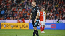 Plze�ský zálo�ník Luká� Kalvach b�hem utkání proti Slavii