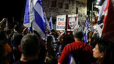 Lidé v Jeruzalém protestovali ped domem izraelského premiéra Benjamina...
