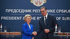 Pedsedkyn Evropské komise Ursula von der Leyenová a srbský prezident...