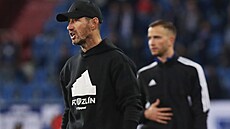 Zlínský trenér Bronislav ervenka v pohárovém utkání v Ostrav.