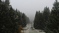 První sníh v lyaském areálu Churáov (3. listopadu 2023)