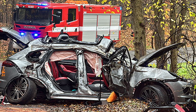 Auto narazilo do stromu u Kamenného Přívozu, pro spolujezdce letěl vrtulník