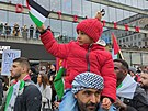Ú�astníci propalestinské demonstrace ve Stockholmu (22. �íjna 2023)