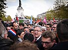 Jean-Luc Mélenchon na propalestinské demonstraci v Paíi (22. íjna 2023)