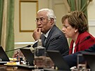 Odstupující portugalský premiér Antonio Costa se úastní zasedání Státní rady v...
