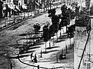 Pohled na Boulevard du Temple, který vyfotografoval Daguerre na konci roku...