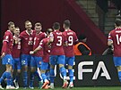etí fotbalisté se radují, Tomá Souek (. 22) práv dal gól v kvalifikaním...