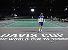 Adam Pavlásek pi tréninku na vyazovací fázi finálového turnaje Davis Cupu v...