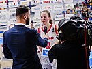 eská basketbalistka Emma echová pi televizním rozhovoru