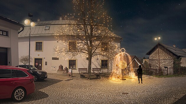 Vizualizace, jak by m�la vypadat nov� v�no�n� v�zdoba v centru ���ru nad S�zavou. Slavnostn� nazdobeno m� b�t i prostranstv� p�ed muzeem.