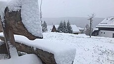 Na Šumavě v sobotu ráno nasněžilo. (11. listopadu 2023)