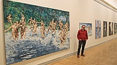 Výtvarník Pavel míd na své výstav obraz nazvané Rituály v Ostravském Dom...