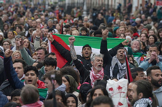 Propalestinský pochod v irském Dublinu (18. listopadu 2023)