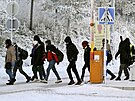 Migranti z Blízkého východu na rusko-finském hraniním pechodu Salla (23....