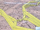 Schéma navrhovaných letových cest v detailu Pankrác  Havák
