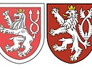 M�stys Karl�tejn má ve znaku dvouocasého lva tém�� toto�ného se znakem �R. Li�í...
