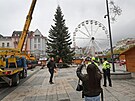 V Ostrav� na Masarykov� n�m�st� u� stoj� v�no�n� strom. Letos je j�m 11 metr�...