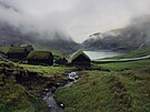 Vesnice Saksun na Faerských ostrovech (9. íjna 2023)