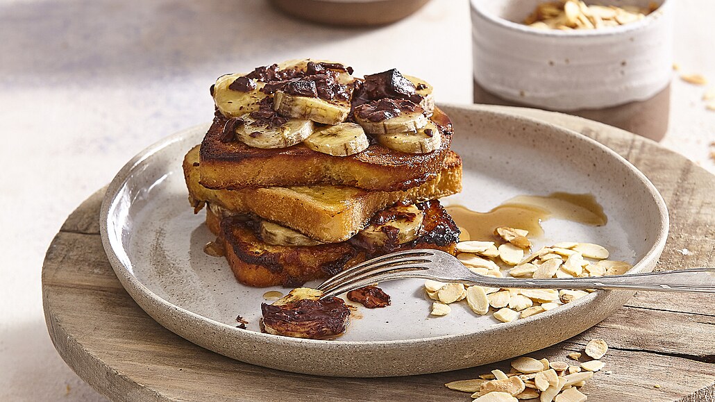 Francouzský toust s okoládou a banánem