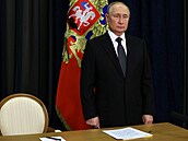 Ruský prezident Vladimir Putin vystoupil prostřednictvím videokonference na...