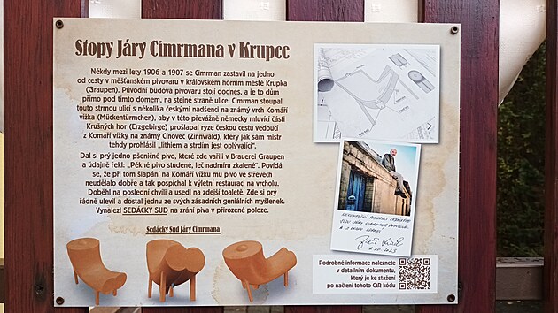 Pam�tn� cedule p�ipom�naj�c� stopu J�ry Cimrmana v Krupce