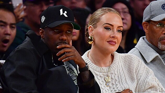 Rich Paul a Adele na basketbalovém zápase mezi Los Angeles Lakers a Dallas Mavericks (Los Angeles, 22. listopadu 2023)