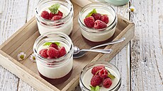 Medu�kov� panna cotta s malinami