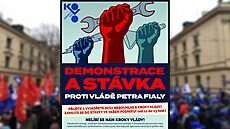 Plakát Odborového svazu KOVO vyzývající k pondělní stávce. (22. listopadu 2023)