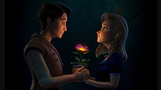 Princezna Krasomila a král Miroslav v animované verzi pohádky Py�ná princezna.