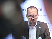 Předseda Rady ERÚ Stanislav Trávníček na tiskové konferenci k cenám energií na...
